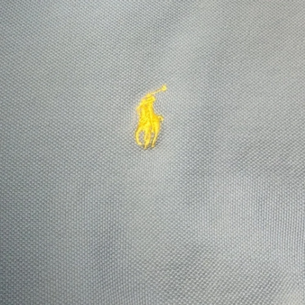 Polo Ralph Lauren Mens Blue Pique Short Sleeve Polo Shirt Yellow Pony Logo L